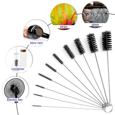 10Pcs Set Mini Cleaning Bristle Brushes Pipe Vent Sink Spout Overflow Cleaner