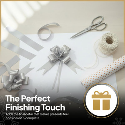 10pcs Silver 50mm/5cm Large Ribbon Pull Bows for Gift Wrapping, Hampers ...