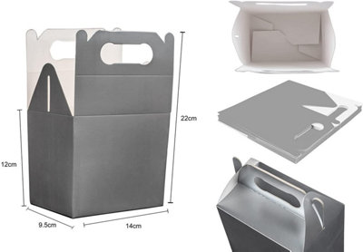 10Pcs Silver Colour Cardboard Lunch Takeaway Birthday Wedding Carry Meal Food Cake Party Box Childrens Loot Bags - 4