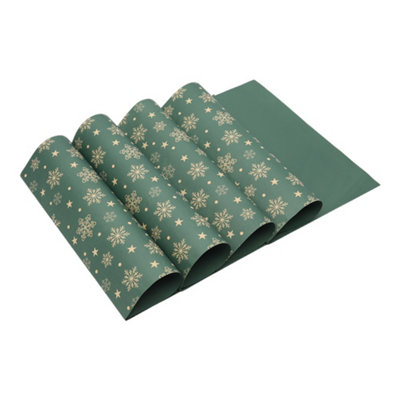 10pcs Snowflake Christmas Kraft Wrapping Paper Green for Christmas Gift and Craft Wrapping 70cm L x 50cm W - 3