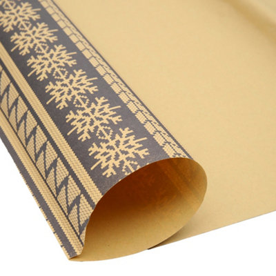 10pcs Snowflake Pattern Christmas Rustic Kraft Wrapping Paper Sheets 76cm L x 50cm W - 3