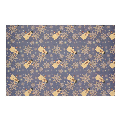 10pcs Snowflake Snowman Pattern Christmas Rustic Kraft Wrapping Paper Sheets 76cm L x 50cm W