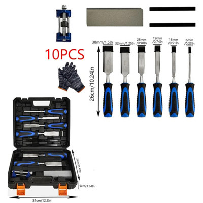 10pcs Wood Chisel Kit Including Sharpening Stone for Woodworking