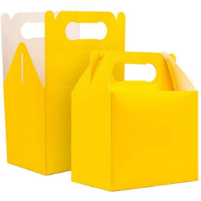 10Pcs yellow Colour Cardboard Lunch Takeaway Birthday Wedding Carry Meal Food Cake Party Box Childrens Loot Bags