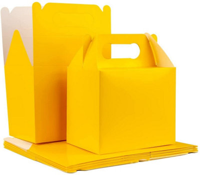 10Pcs yellow Colour Cardboard Lunch Takeaway Birthday Wedding Carry Meal Food Cake Party Box Childrens Loot Bags
