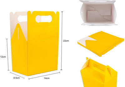 10Pcs yellow Colour Cardboard Lunch Takeaway Birthday Wedding Carry Meal Food Cake Party Box Childrens Loot Bags - 4