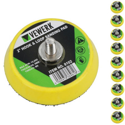 2-Pack 2" (50mm) Backing Pads For Air Sanders - M6 Thread, 15000 Max RPM, Stick-On Sandpaper Compatible