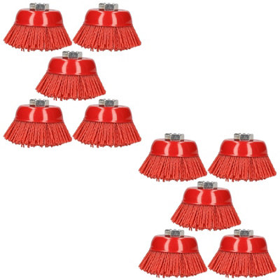 10PK 75mm Nylon Filament Abrasive Cup Brush Metal Polishing Rust Removal