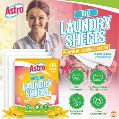 10pk Bio Laundry Detergent Sheet Washing Powder Sheets, Tropical Scent Washing Sheets Detergent, Laundry Sheet Detergent
