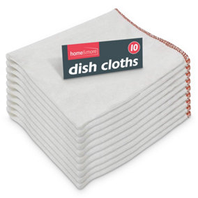 10pk Dish Cloths for Washing Up, Absorbent White Cleaning Cloths for Home, Dishcloths for Kitchen Cloth, Cloths to Clean Surfaces