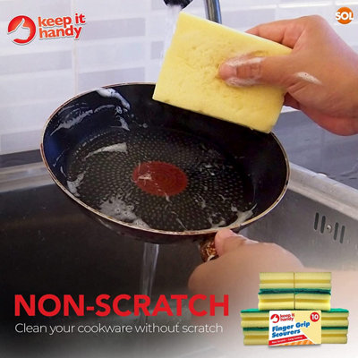 10pk Heavy Duty Sponge Scourer with Finger Grip - 5