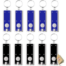 10pk LED Keychain Small Torch Light - Pocket Torch Small Bright with Built in Batteries - Small LED Mini Torch Keyring Torch