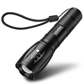 10W LED Torch, USB Rechargeable 1200 mAH or AAAx3, 380Lumen