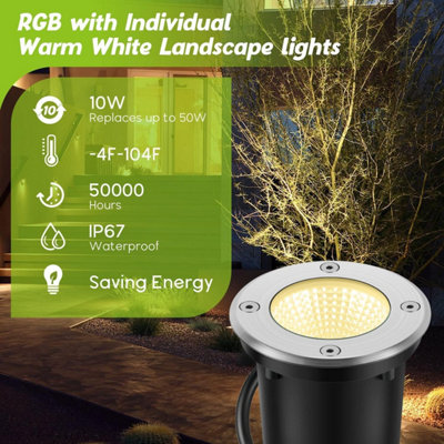 10W Warm White Low Voltage Landscape Lights, IP67 Waterproof Adjustable ...