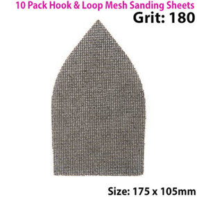 10x 175mm 180 Grit Silicon Carbide Mesh Detail Triangle Sanding Sheets Hook Loop