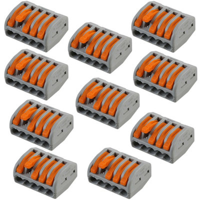 10x 5 Way WAGO Connector 32A Electrical Lever Terminal Block Push Fit