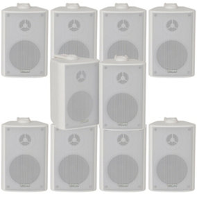 10x 70W 2 Way White Wall Mounted Stereo Speakers 4" 8Ohm Mini Background Music
