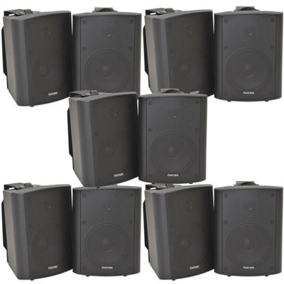 10x 90W Black Wall Mounted Stereo Speakers 5.25" 8Ohm Quality Home Audio Music