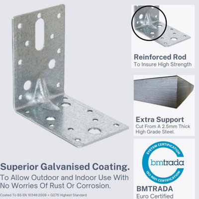 10x Angle Bracket 90x90x60mm Fixings Direct - 3