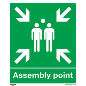 10x ASSEMBLY POINT Health & Safety Sign - Rigid Plastic 250 x 300mm Warning