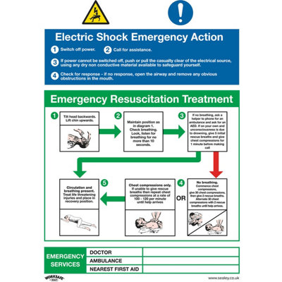 10x ELECTRIC SHOCK ACTION Health & Safety Sign Rigid Plastic 450 x ...