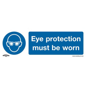 10x EYE PROTECTION MUST BE WORN Safety Sign - Self Adhesive 300 x 100mm Sticker