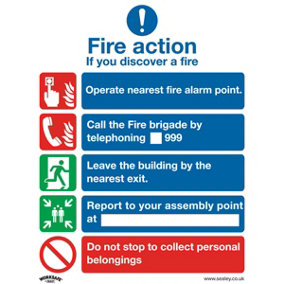 10x FIRE ACTION NO LIFT Health & Safety Sign Self Adhesive 200 x 250mm Sticker
