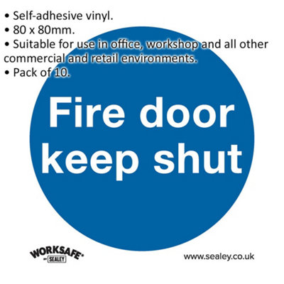 10x FIRE DOOR KEEP SHUT Health & Safety Sign Self Adhesive 80 x 80mm Sticker