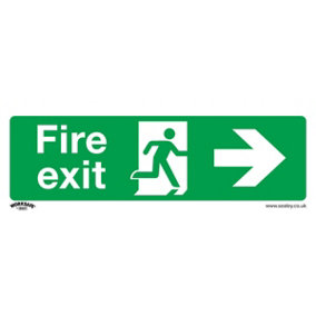 10x FIRE EXIT (RIGHT) Health & Safety Sign Self Adhesive 300 x 100mm Sticker