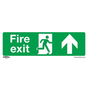 10x FIRE EXIT (UP) Health & Safety Sign - Rigid Plastic 300 x 100mm Warning
