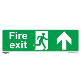 10x FIRE EXIT (UP) Health & Safety Sign Self Adhesive 300 x 100mm Sticker