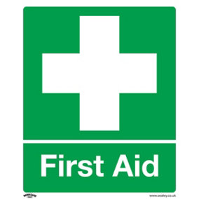 10x FIRST AID Health & Safety Sign - Self Adhesive 250 x 300mm Warning Sticker