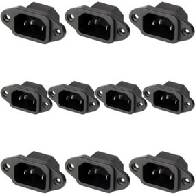 10x IEC C14 Power Socket 10A Screw In PCB Inlet Panel Chassis Mount Connector
