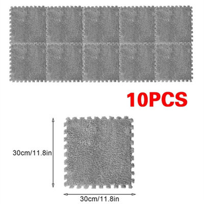 10X Interlocking Soft Plush Carpet Floor Mat Tiles
