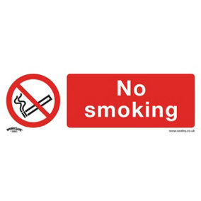 10x NO SMOKING Health & Safety Sign - Rigid Plastic 300 x 100mm Warning Plate