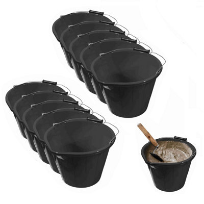10x Plastic Builders Bucket With Handle Large 3 Gallon Mixing Car Cleaning Bucket