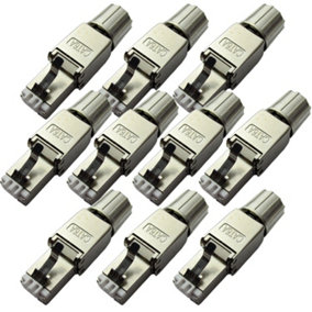 10x RJ45 CAT6a Tool less Connectors & Boot FTP Shielded Outdoor Ethernet Plugs