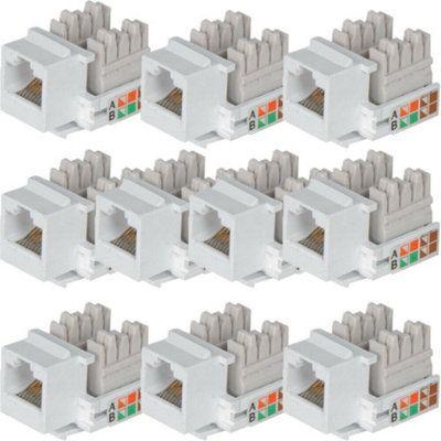 10x RJ45 IDC Network Keystone Jack Module CAT5 & CAT6 Ethernet Plastic Connector