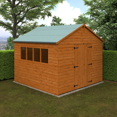 10x10 Xl Workshop 12mm Shed - L295 x W295 x H268.5 cm - Solid Wood/Softwood/Pine - Burnt Orange - 3