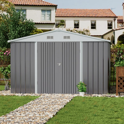 SHADOWS DIG Tee XL グレー × ホワイト 2点セット 10x12FT Outdoor Metal Shed Apex Roof Garden Tool Shed