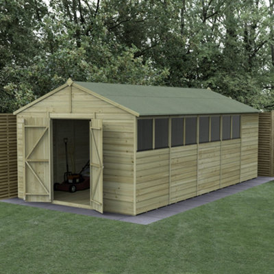 10x20 Apex Beckwood Shed 25yr Guarantee Shiplap Pressure Treated  - 8 Windows - Double Door