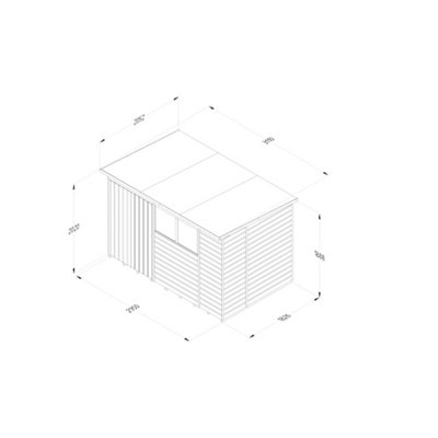 10x6 Pent Shed Beckwood Shed 25yr Guarantee Shiplap Pressure Treated - 2 Windows - Double Door