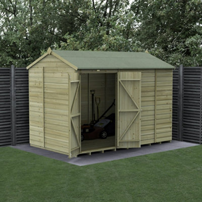 10x6 Reverse Apex Shed Beckwood 25yr Guarantee Shiplap Pressure Treated  - No Windows - Double Door