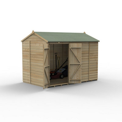 10x6 Reverse Apex Shed Beckwood 25yr Guarantee Shiplap Pressure Treated  - No Windows - Double Door