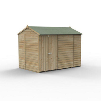 10x6 Reverse Apex Shed Beckwood 25yr Guarantee Shiplap Pressure Treated  - No Windows - Double Door