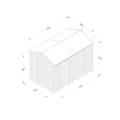 10x6 Reverse Apex Shed Beckwood 25yr Guarantee Shiplap Pressure Treated  - No Windows - Double Door