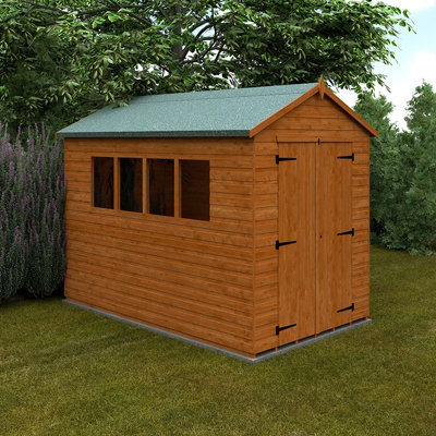 10x6 Workshop 12mm Shed - L295 x W175 x H240.5 cm - Solid Wood/Softwood/Pine - Burnt Orange - 3