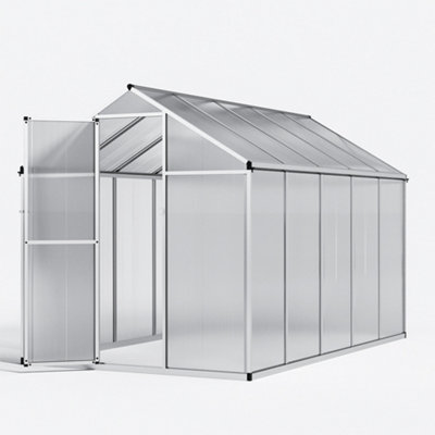 10x6ft Sliver Walk in Greenhouse Polycarbonate Greenhouse with Window - 3