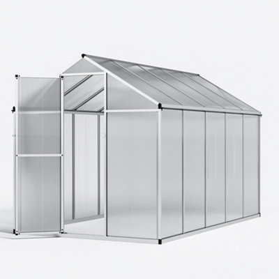 10x6ft Sliver Walk in Greenhouse Polycarbonate Greenhouse with Window