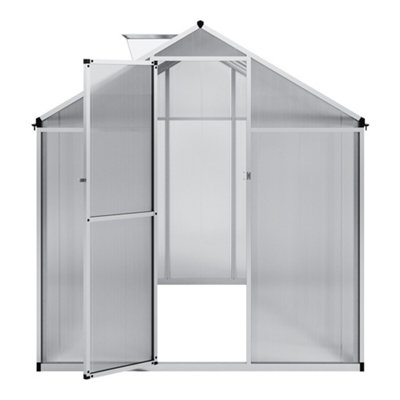 10x6ft Sliver Walk in Greenhouse Polycarbonate Greenhouse with Window - 4